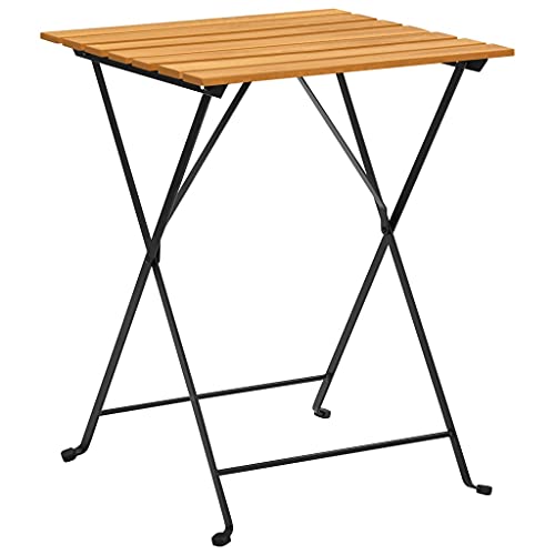 vidaXL Akazienholz Massiv Bistrotisch Klappbar Gartentisch Klapptisch Gartenmöbel Tisch Terrassentisch Balkontisch 55x54x71cm Stahlbeine von vidaXL