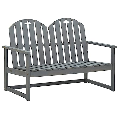 vidaXL Akazienholz Massiv Gartenbank 2-Sitzer Holzbank Parkbank Sitzbank Bank Sofa Gartensofa Gartenmöbel Terrasse Balkon Grau 110cm von vidaXL