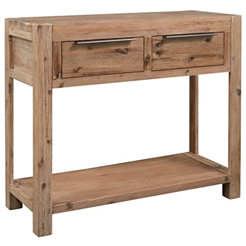 vidaXL Akazienholz Massiv Konsolentisch mit 2 Schubladen Konsole Beistelltisch Sideboard Flurtisch Ablagetisch Holztisch Wandtisch 82x33x73cm von vidaXL