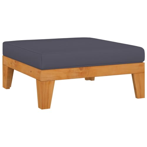 vidaXL Akazienholz Massiv Modular Fußhocker mit Dunkelgrauem Kissen Gartenhocker Sitzhocker Fußbank Hocker Gartenmöbel Gartentisch Tisch von vidaXL