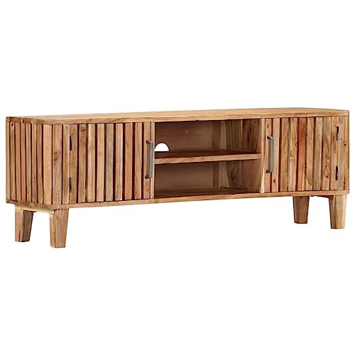 vidaXL Akazienholz Massiv TV Schrank 2 Türen 2 offene Fächer TV Möbel Tisch Lowboard Fernsehtisch Fernsehschrank Sideboard HiFi-Schrank 130x30x45cm von vidaXL