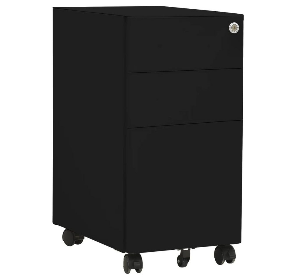 vidaXL Aktenschrank Aktenschrank mit Rollen Schwarz 30x45x59 cm Stahl (1-St) von vidaXL