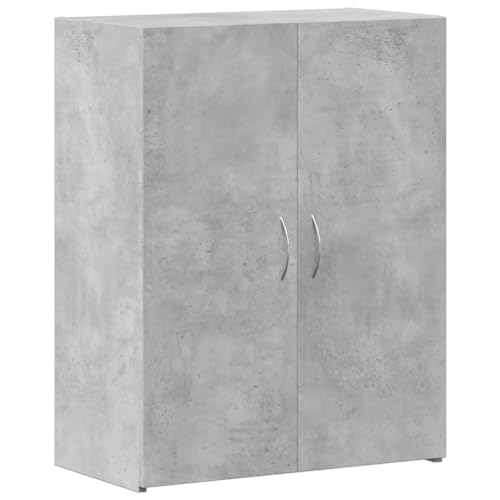 vidaXL Aktenschrank, Büroschrank mit Stauraum 2 Türen, Lagerschrank für Büro, Schrank Büromöbel Aufbewahrungsschrank, Betongrau Holzwerkstoff von vidaXL