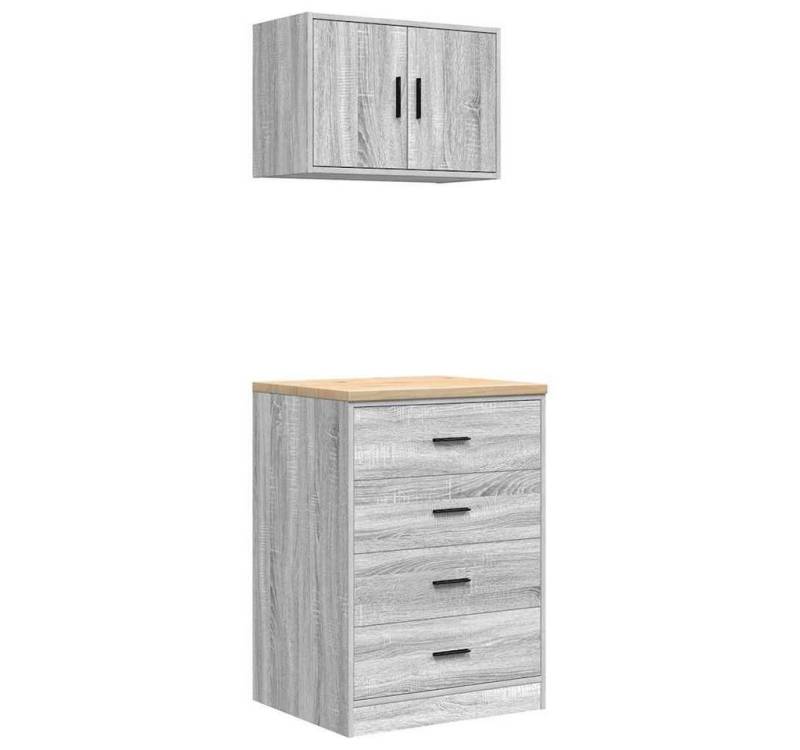 vidaXL Aktenschrank Garagenschränke 2 Stk Grau Sonoma Holzwerkstoff von vidaXL
