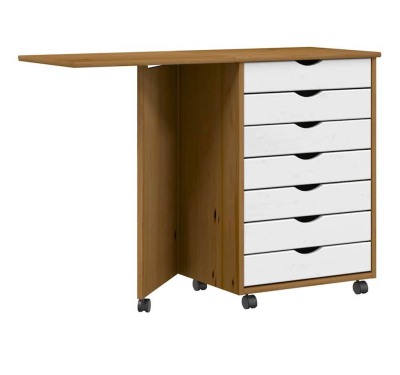 vidaXL Aktenschrank Rollschrank mit Schreibtisch MOSS Honigbraun Massivholz Kiefer von vidaXL