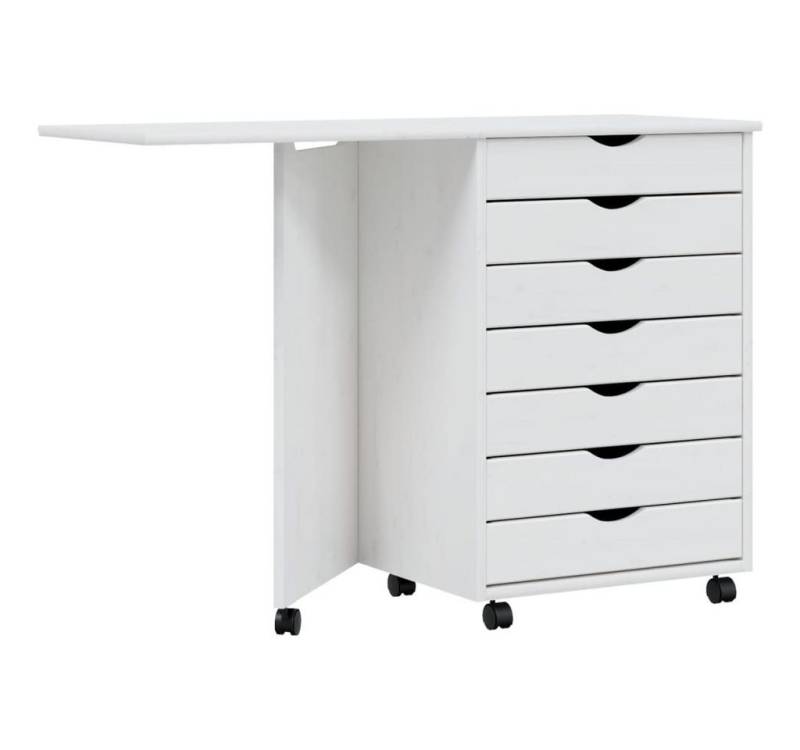 vidaXL Aktenschrank Rollschrank mit Schreibtisch MOSS Weiß Massivholz Kiefer (1-St) von vidaXL