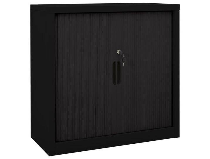vidaXL Aktenschrank Schiebetürenschrank Stahl 90x40x90 cm Stahl (1-St), schwarz, Schwarz von vidaXL