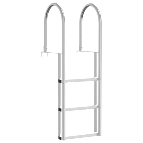 vidaXL Aluminium-Dockleiter 3 Stufen 45 x 11,5 cm, 134 cm hoch, mit silber eloxierter Oberfläche von vidaXL