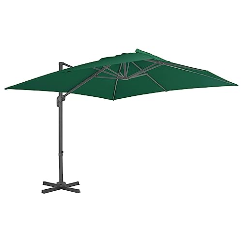 vidaXL Ampelschirm mit Aluminium-Mast Sonnenschirm Gartenschirm Marktschirm Strandschirm Schirm Kurbelschirm Terrassenschirm Grün 300x300cm von vidaXL