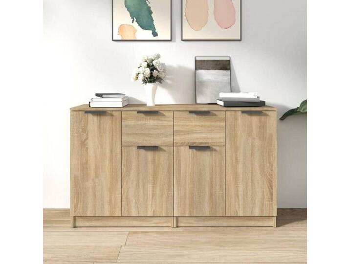 vidaXL Sideboard Sideboards 2 Stk Sonoma Eiche 60x30x70 cm Spanplatte, braun von vidaXL