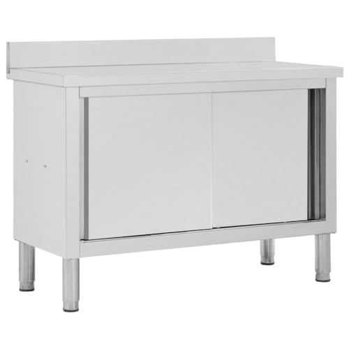 vidaXL Arbeitsschrank mit Schiebetüren 120×50×95 cm Edelstahl von vidaXL