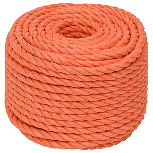 vidaXL Arbeitsseil Bodenarbeitsseil Arbeitsleine Mehrzweckleine Seil Bootsleine Allzweckseil Schnur Tau Leine Gedreht Orange 12mm 50m Polypropylen von vidaXL