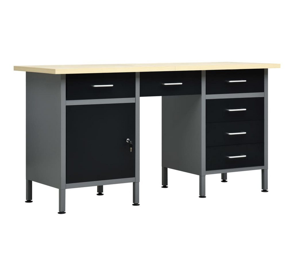 vidaXL Werkbank Arbeitstisch Schwarz 160 x 60 x 85 cm Stahl von vidaXL