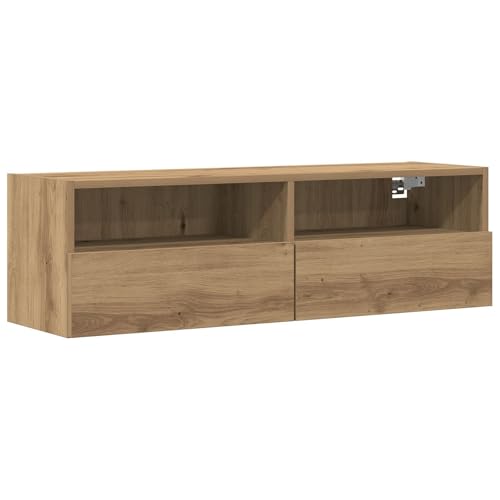 vidaXL Artisan Eiche Unterhaltungsunit | Stylischer Moderner TV-Ständer aus massivem Holz mit 2 traditionellen Schubladen Matte Finish Dimension: 100 x 30 cm Möbel Stau von vidaXL