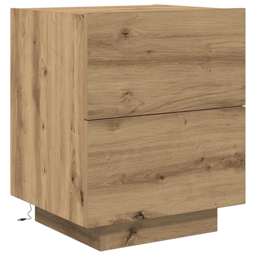 vidaXL Artisan Eichen Nachttisch mit 2 Schubladen Massivholz Nachttisch für Schlafzimmer Zeitgenössisches Design Einfache Montage erforderlich Möbel Kleines Nachttischchen Moderner Nachttisch von vidaXL