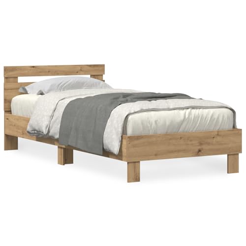 vidaXL Bettgestell mit LED-Leuchten Artisan Eiche 75x190 cm von vidaXL