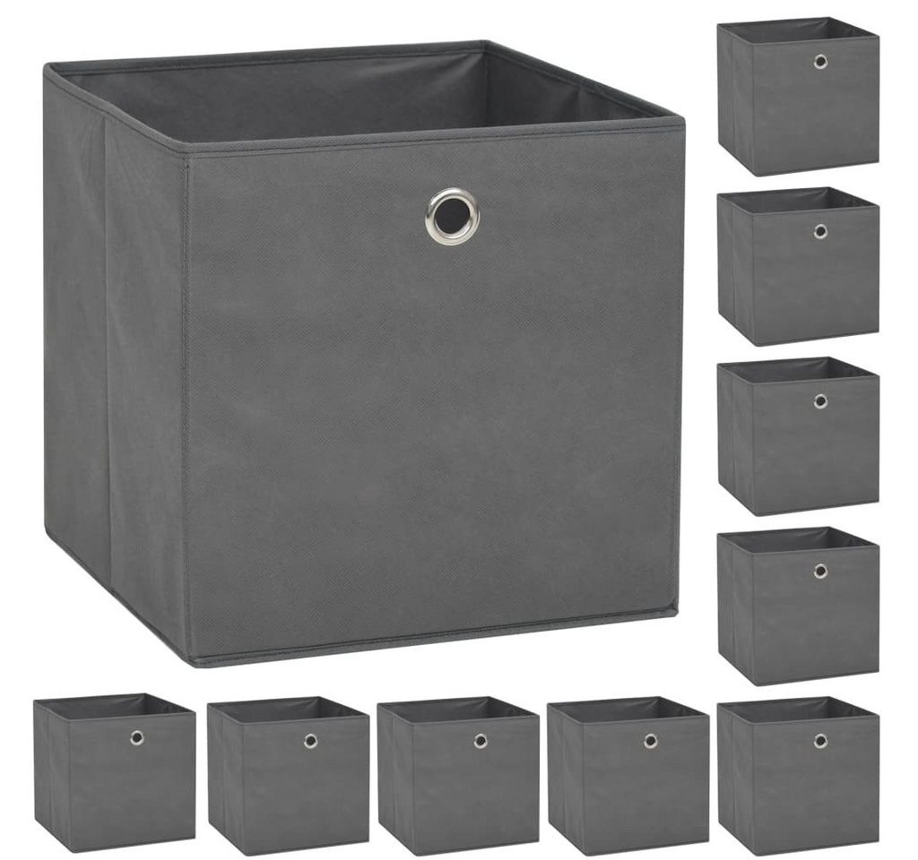 vidaXL Aufbewahrungsbox Aufbewahrungsboxen 10 Stk. Vliesstoff 32 x 32 x 32 cm Grau (10 St) von vidaXL