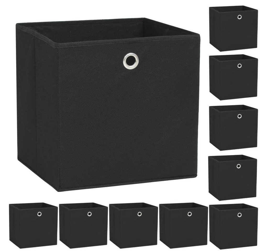 vidaXL Aufbewahrungsbox Aufbewahrungsboxen 10 Stk. Vliesstoff 32 x 32 x 32 cm Schwarz (10 St) von vidaXL
