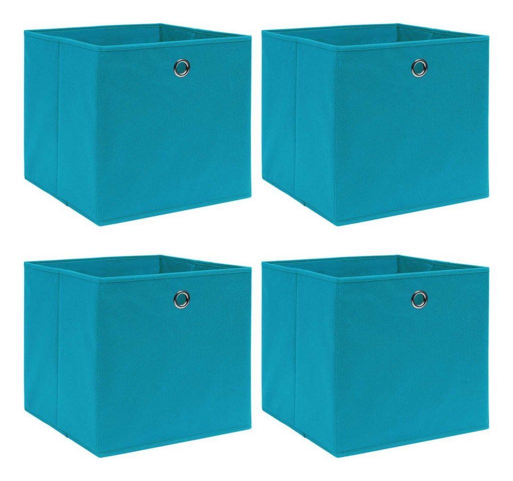 vidaXL Aufbewahrungsbox Aufbewahrungsboxen 4 Stk. Babyblau 32x32x32 cm Stoff (4 St) von vidaXL