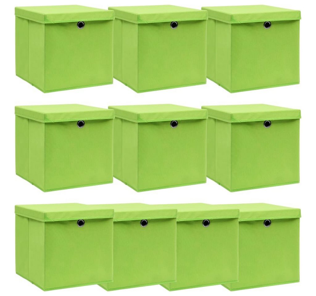 vidaXL Aufbewahrungsbox Aufbewahrungsboxen mit Deckeln 10 Stk. Grün 32x32x32 cm Stoff (10 St) von vidaXL