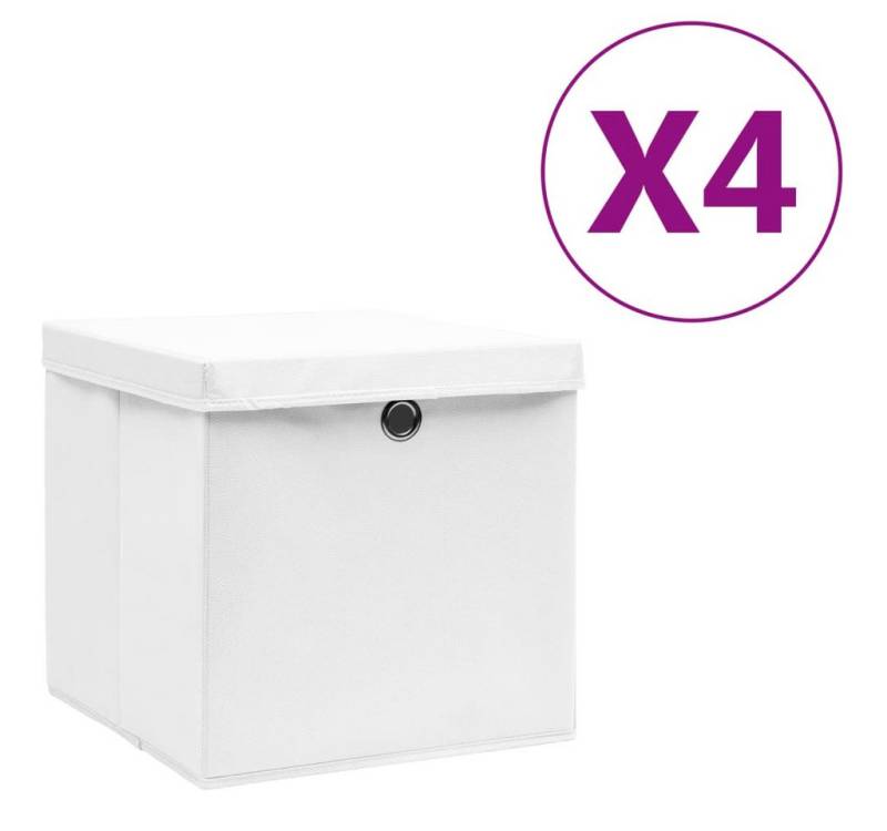 vidaXL Aufbewahrungsbox Aufbewahrungsboxen mit Deckeln 4 Stk 28x28x28 cm Weiß von vidaXL