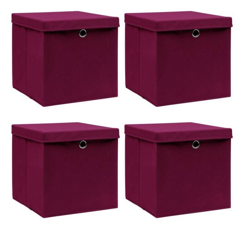 vidaXL Aufbewahrungsbox Aufbewahrungsboxen mit Deckeln 4Stk. Dunkelrot 32x32x32cm Stoff (4 St) von vidaXL