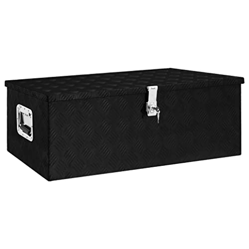 vidaXL Aufbewahrungsbox Aluminiumkoffer Aluminiumbox Lagerbox Lagerkiste Transportkoffer Transportkiste Schwarz 90x47x33,5cm Aluminium von vidaXL