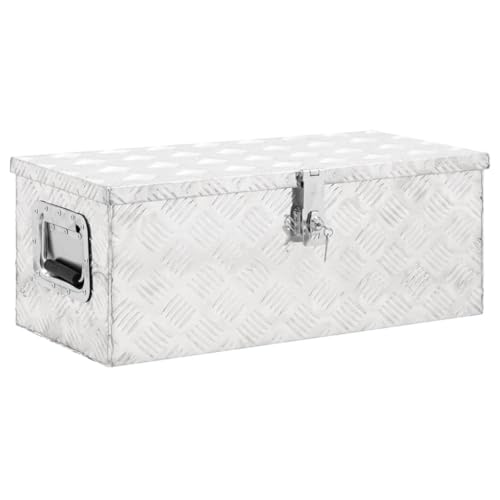 vidaXL Aufbewahrungsbox Aluminiumkoffer Aluminiumbox Lagerbox Lagerkiste Transportkoffer Transportkiste Silbern 70x31x27cm Aluminium von vidaXL