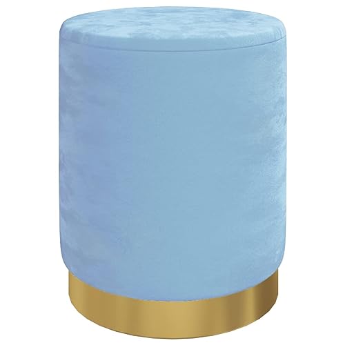 vidaXL Aufbewahrungshocker Rund Sitzhocker Polsterhocker Fußhocker Rundhocker Sitzpouf Pouf Hocker Schemel mit Stauraum Wohnzimmer Hellblau Samt 31 x 37 cm von vidaXL