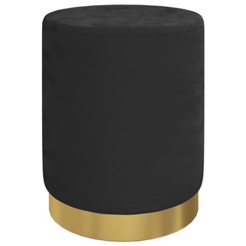 vidaXL Aufbewahrungshocker Rund Sitzhocker Polsterhocker Fußhocker Rundhocker Sitzpouf Pouf Hocker Schemel mit Stauraum Wohnzimmer Schwarz Samt 31 x 37 cm von vidaXL