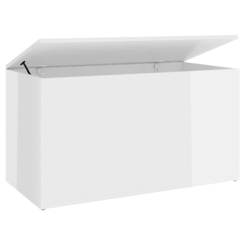 vidaXL Aufbewahrungstruhe Spielzeugtruhe Spielzeugkiste Couchtisch Beistelltisch Truhe Aufbewahrungsbox Hochglanz-Weiß 84x42x46cm Holzwerkstoff von vidaXL