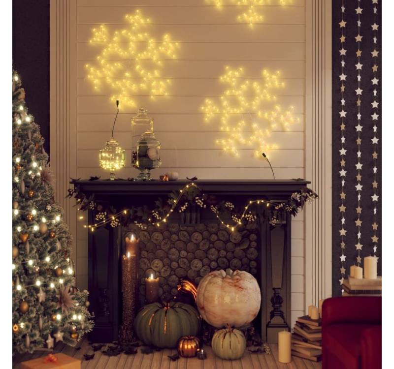 vidaXL Außen-Wandleuchte, LED-Schneeflocken 2 Stk. Warmweiß 59x59 cm von vidaXL