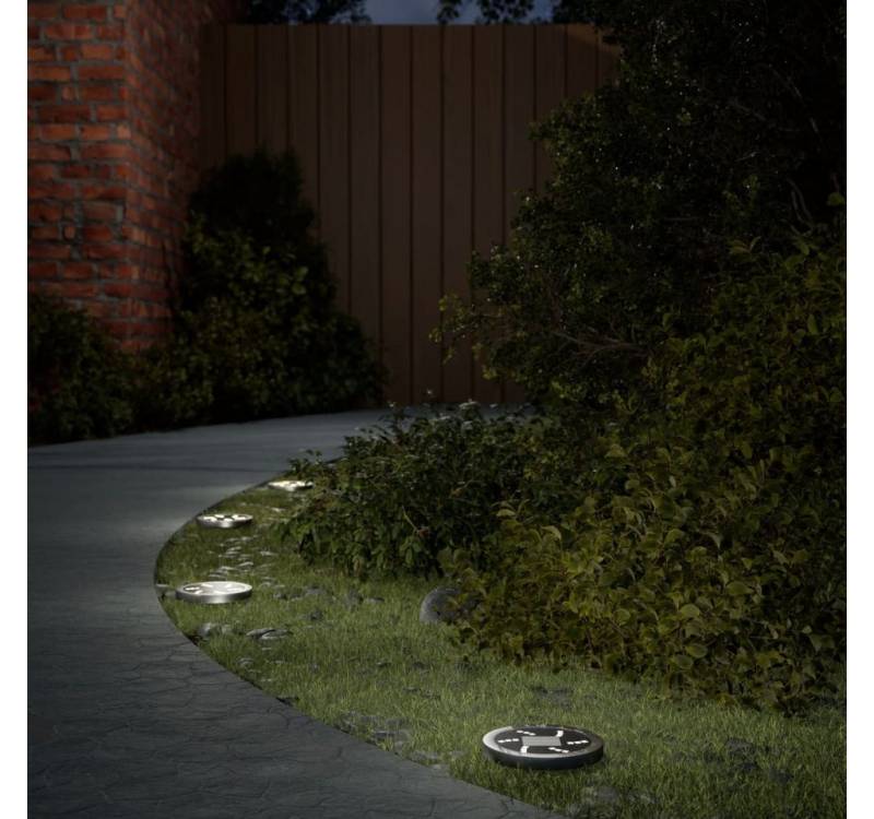 vidaXL Außen-Wandleuchte, Solar-Bodenleuchten mit Erdspieß 4 Stk. Warmweiß von vidaXL