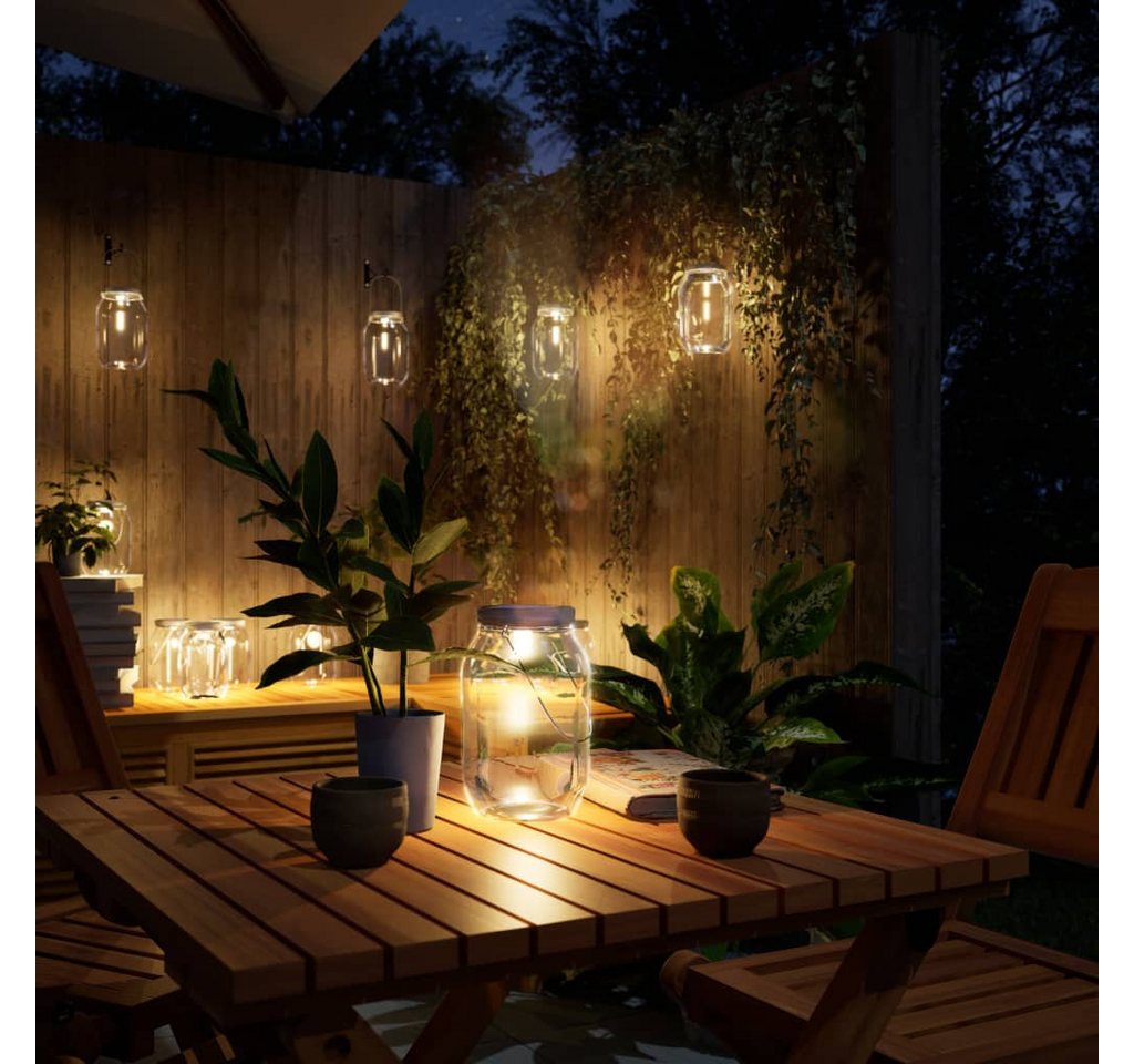 vidaXL Außen-Wandleuchte, Solarleuchten Einmachglas-Design 12 Stk. Warmweiß von vidaXL