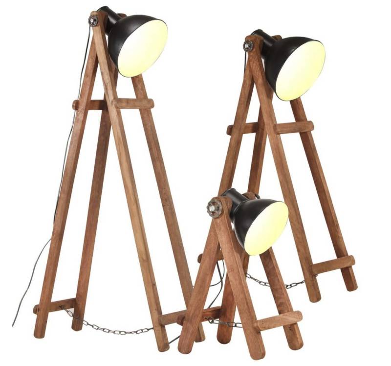 vidaXL Außen-Wandleuchte, Stehlampen 3 Stk. Schwarz E27 Mango Massivholz von vidaXL