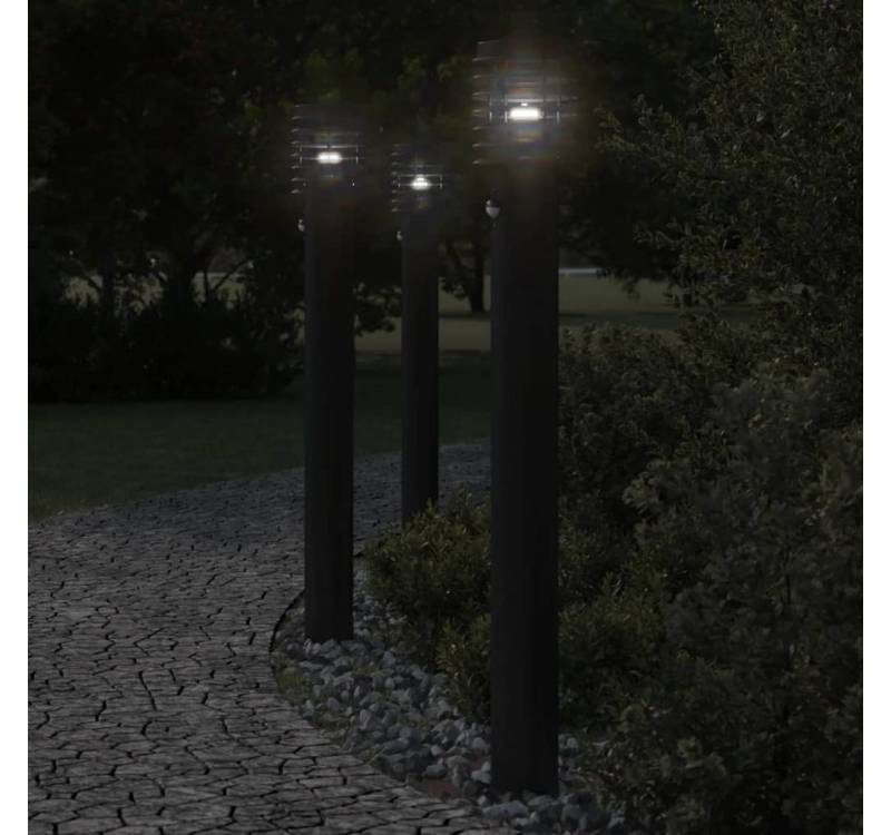 vidaXL Außen-Wandleuchte, Wegeleuchten mit Bewegungsmelder 3 Stk. Schwarz 110cm Edelstahl von vidaXL
