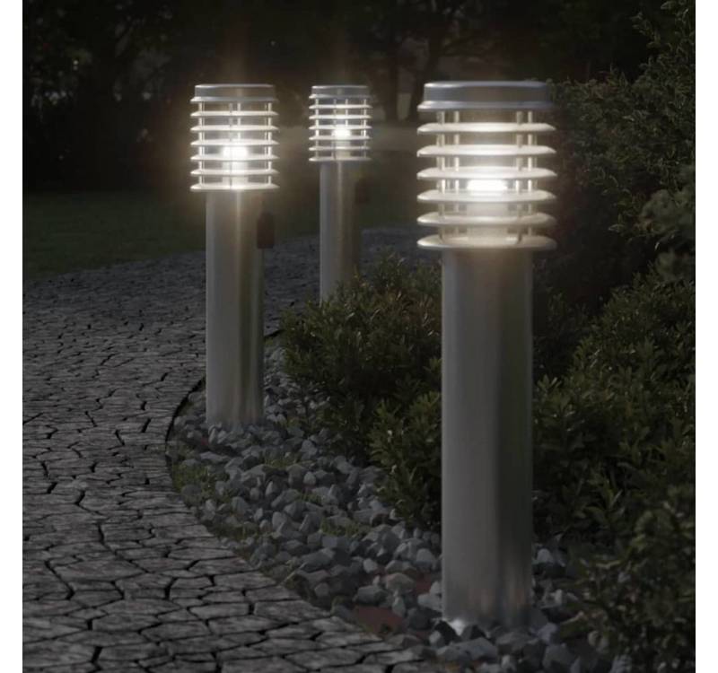 vidaXL Außen-Wandleuchte, Wegeleuchten mit Steckdose 3 Stk. Silbern 60 cm Edelstahl von vidaXL