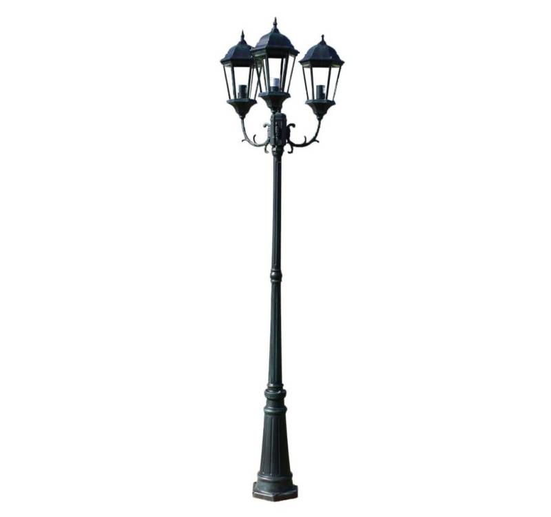 vidaXL Außen-Wandleuchte Gartenlaterne 3-flammig 230 cm Dunkelgrün/Schwarz Aluminium von vidaXL