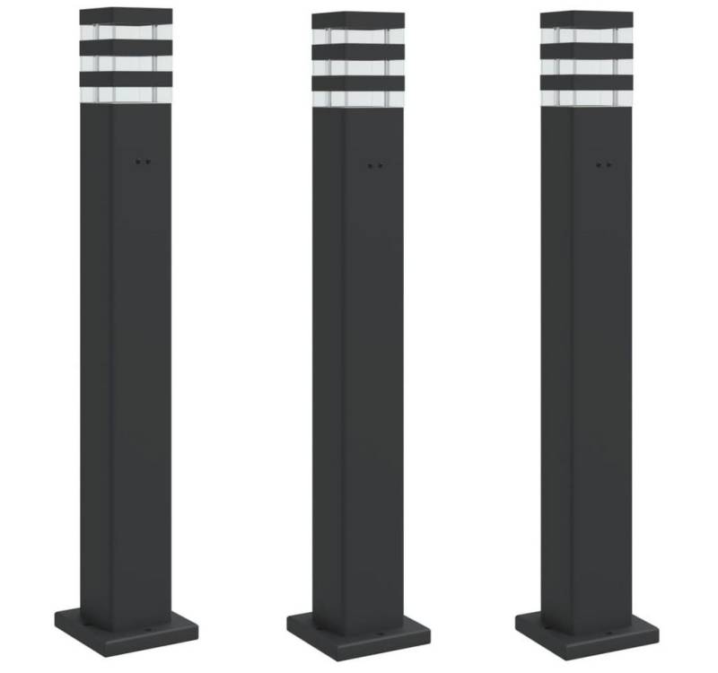 vidaXL Außen-Wandleuchte Wegeleuchten mit Steckdose 3 Stk. Schwarz 80 cm Aluminium von vidaXL