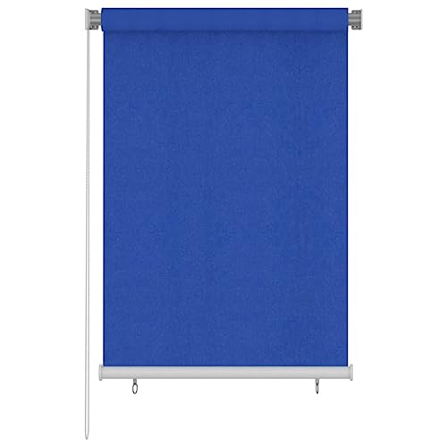 vidaXL Außenrollo Balkonrollo Senkrechtmarkise Sichtschutz Beschattung Sonnenschutzrollo Sonnenschutz Außen Rollo Balkon 100x140cm Blau HDPE von vidaXL