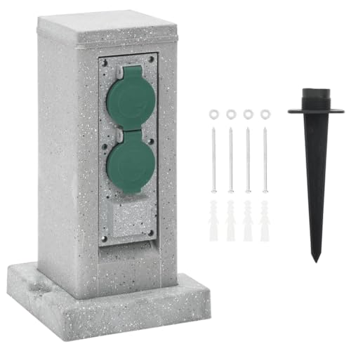 vidaXL Außensteckdose 4-fach, Steckdosensäule mit 4 Steckdosen Erdspieß, Gartensteckdose mit Klappdeckeln, Energiesäule, Schwarz Grün PP vidaXL Außensteckdose 4-fach, Steckdosensäule mit 4 Steckdosen Erdspieß, Gartensteckdose mit Klappdeckeln, Energiesäule, Schwarz Grün PP von vidaXL