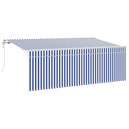 vidaXL Einziehbare Markise Blau und weiß 350 x 200 cm Stoff, Metall vidaXL Einziehbare Markise Blau und weiß 350 x 200 cm Stoff, Metall von vidaXL