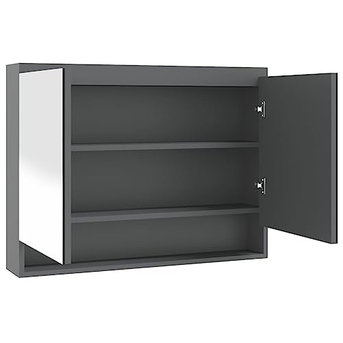 vidaXL Bad Spiegelschrank Badezimmerspiegel Badschrank Badspiegel Spiegel Badezimmerschrank Hängeschrank Wandschrank 80x15x60cm MDF Grau von vidaXL