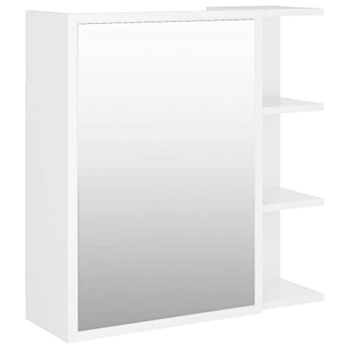 vidaXL Bad Spiegelschrank Badspiegel Badschrank Wandschrank Spiegel Wandspiegel Badezimmerschrank Schrank Weiß 62,5x20,5x64cm Holzwerkstoff von vidaXL