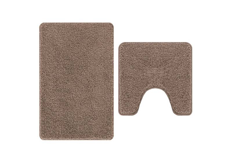 vidaXL Badematte 2-teiliger Badematten-Set Braun Polypropylen Rutschfest, Höhe 0 mm, Polyester vidaXL Badematte 2-teiliger Badematten-Set Braun Polypropylen Rutschfest, Höhe 0 mm, Polyester von vidaXL