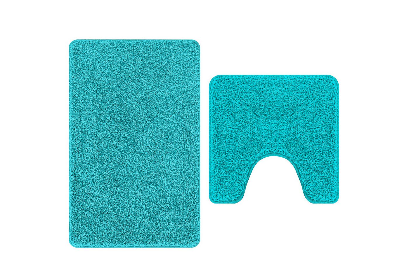 vidaXL Badematte 2-teiliger Badteppichset Türkis Polypropylen Rutschfest, Höhe 0 mm, Mikrofaser von vidaXL