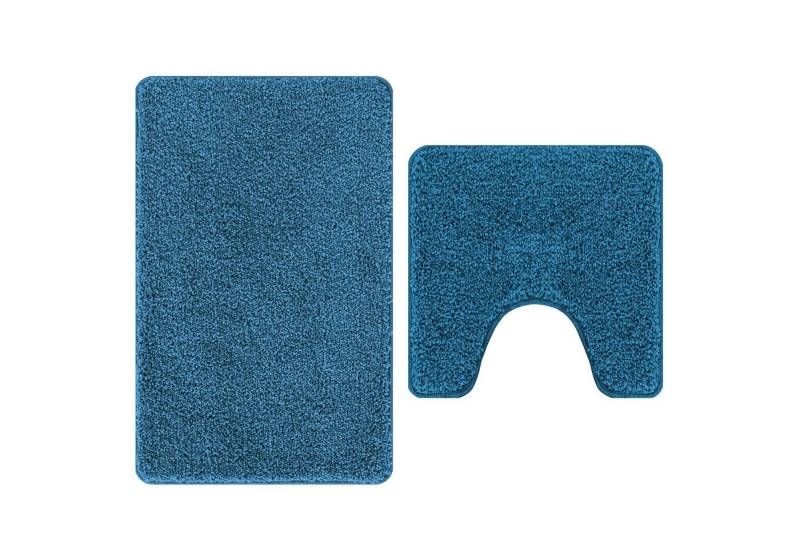 vidaXL Badematte 2-teiliges Badematten-Set Blau Polypropylen Rutschfest, Höhe 0 mm, Mikrofaser vidaXL Badematte 2-teiliges Badematten-Set Blau Polypropylen Rutschfest, Höhe 0 mm, Mikrofaser von vidaXL