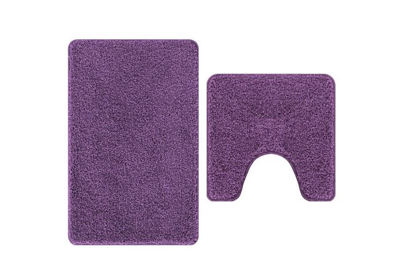 vidaXL Badematte 2-teiliges Badematten-Set Lila Polypropylen Rutschfest, Höhe 0 mm, Mikrofaser von vidaXL