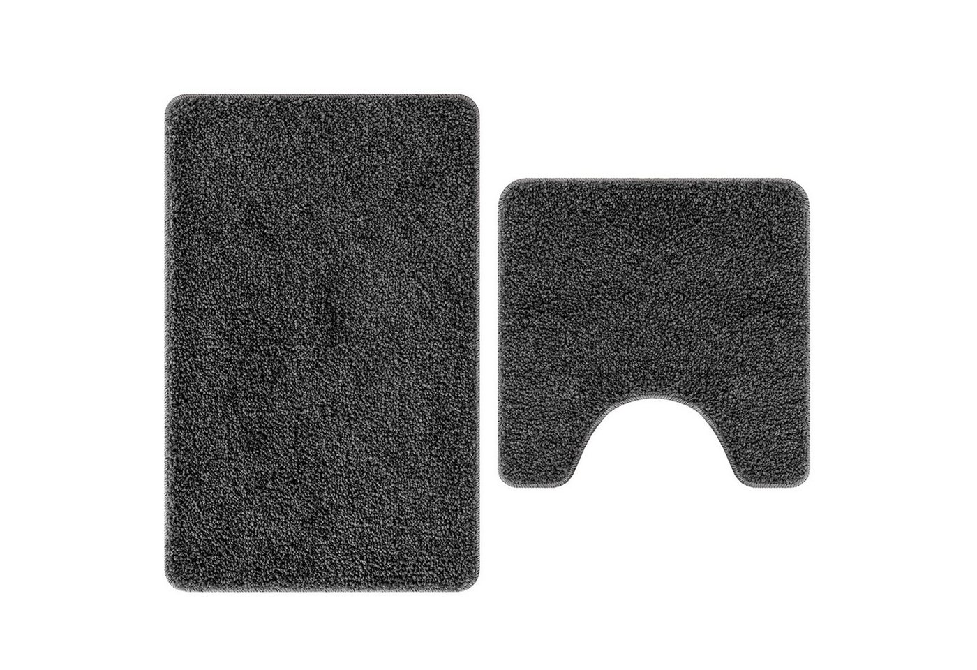 vidaXL Badematte 2er Set Badteppich Dunkelgrau Polypropylen Rutschfest, Höhe 0 mm, Mikrofaser von vidaXL
