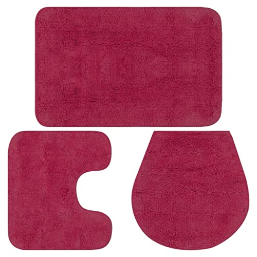 vidaXL Badematte 3-TLG. Fuchsia Badteppich Badvorleger Deckelbezug Badezimmer von vidaXL